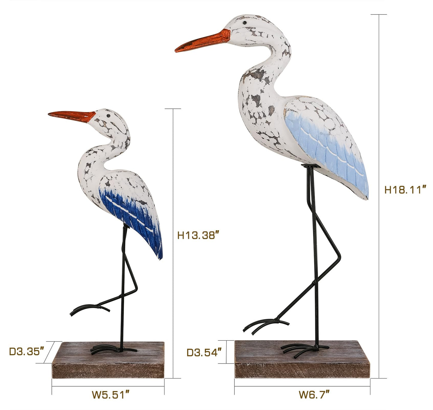 SAILINGSTORY Wooden Seagull Figurine Sea Bird Statue Nautical Coastal Beach Decor