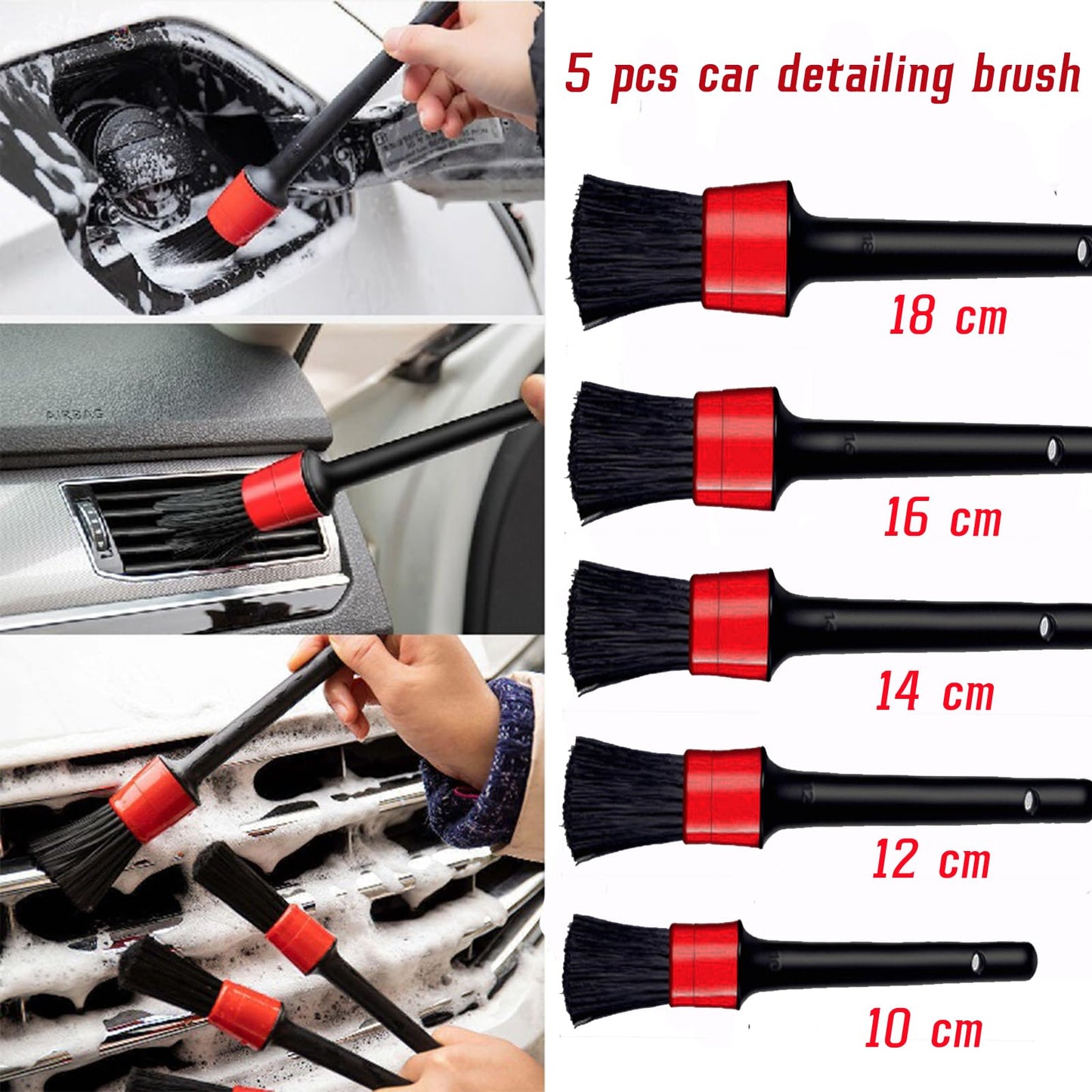 LVSENLIN 10pcs Auto Car Detailing Brush Set,Car Interior Cleaning Kit,Including 5pcs Car Detailing Brushes, 3pcs Wire Brush and 2pcs Different Soft Bristle dusting Brush for car Interior.