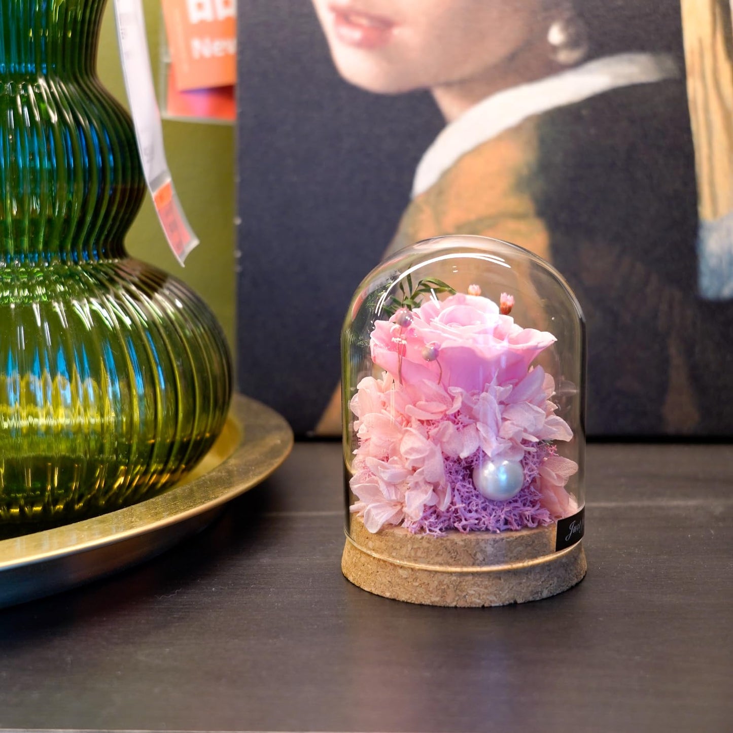 YNWYH Mini Real Preserved Roses in a Glass Dome Gifts for Friends, Classmates, and Dearest Ones (Pink)