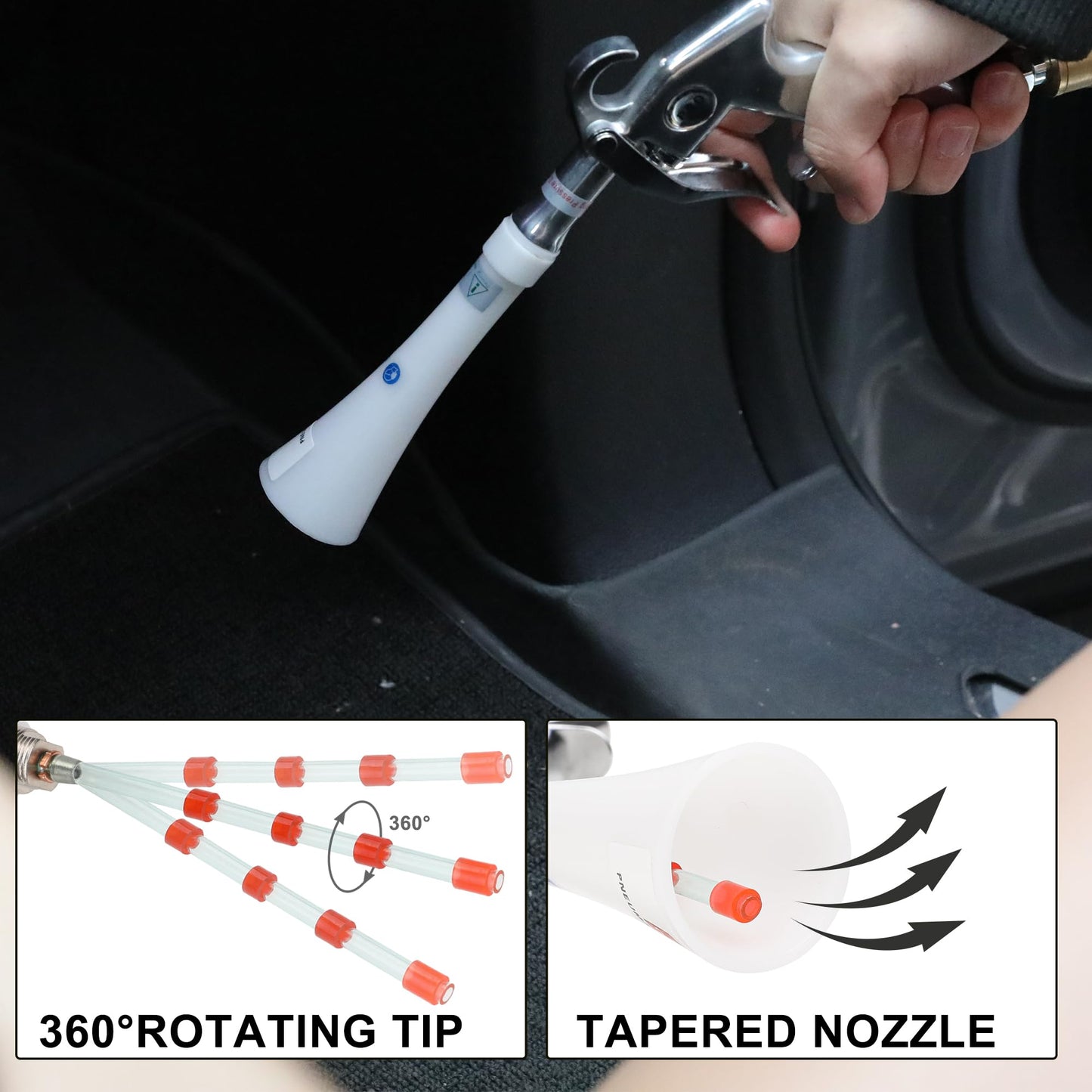 Hromee Car Detailing Cleaning Gun with High Flow Air Nozzle, Air Blower Gun Blasts Dirt and Dust Use with Air Compressor