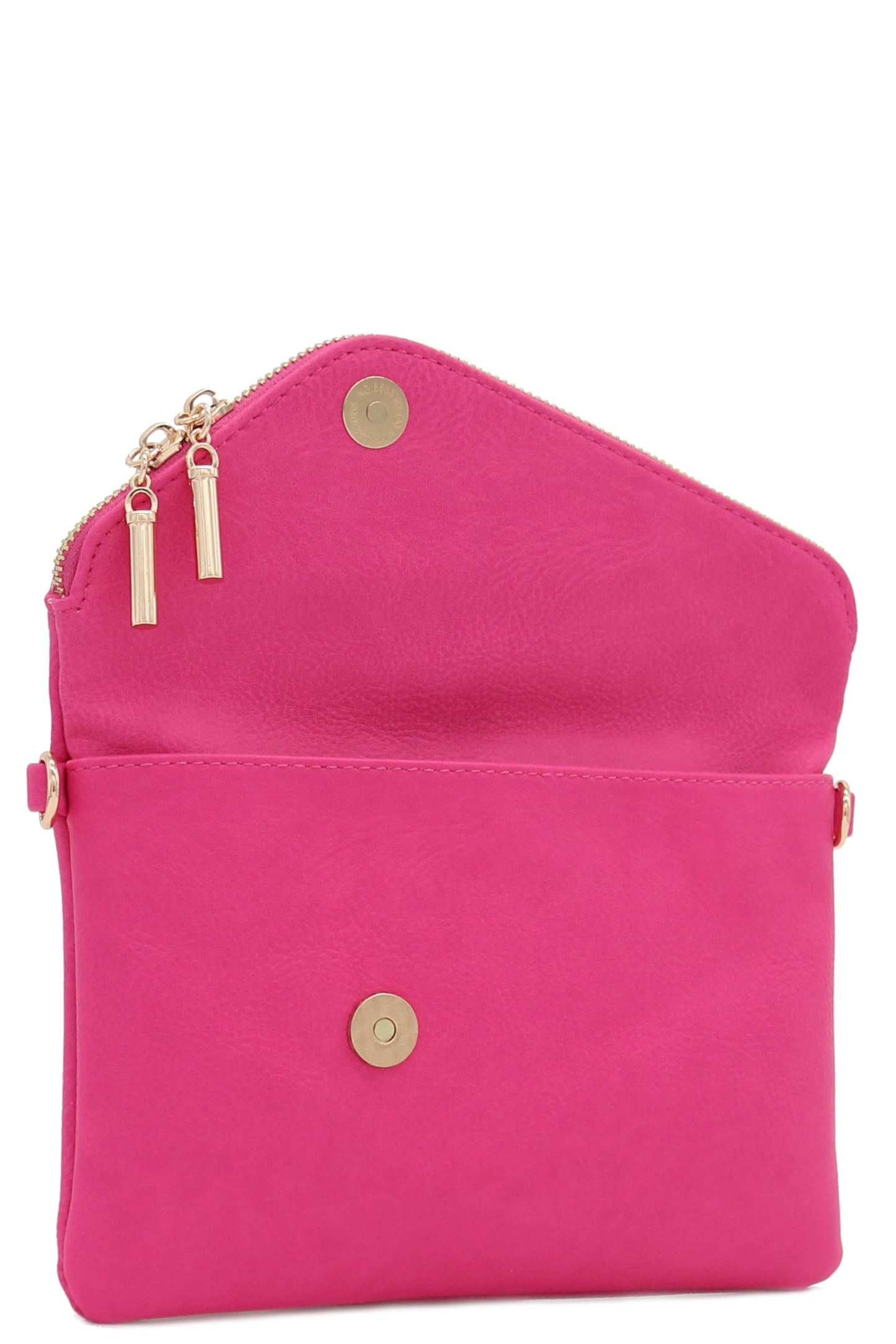 FashionPuzzle Envelope Wristlet Clutch Crossbody Bag with Chain Strap (Fuchsia)