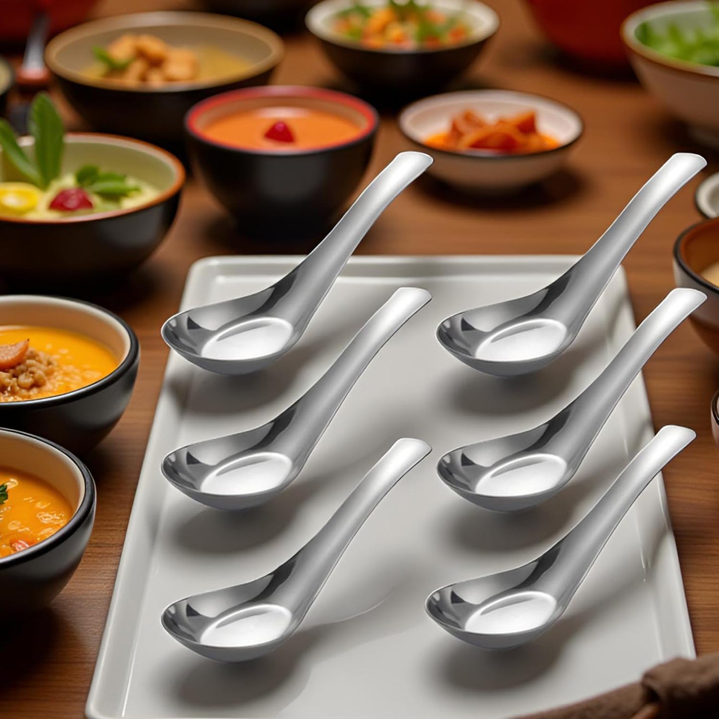 6Pcs Stainless Steel Spoons,Table Soup Spoon, Set of 6 Dinner Spoons for Home, Kitchen, or Restaurant Flatware Set