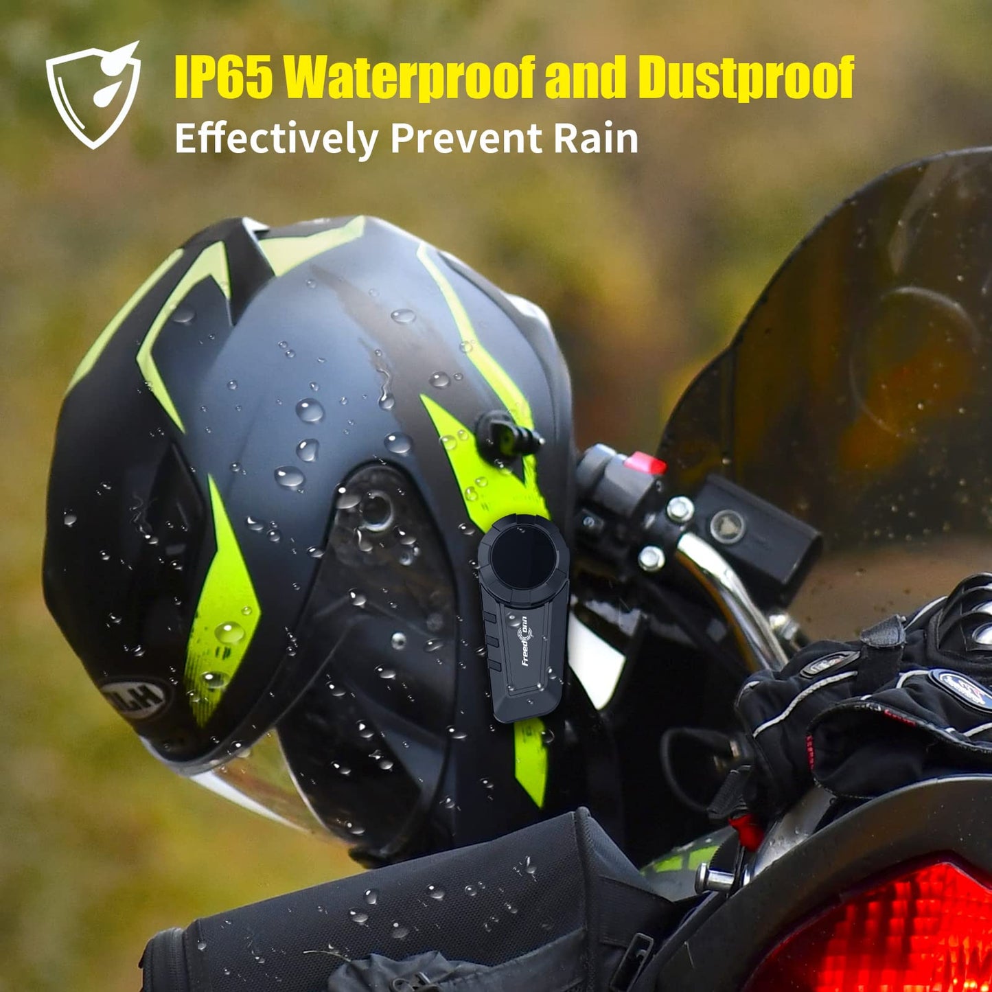 FreedConn KY PRO Motorcycle Helmet Bluetooth Headset, Motorcycle Communication Systems with CVC Noise Cancellation, Stereo Music, 6 Riders 0.75mi/1200m intercom, Dual Device Connection, IP65, 2 Pack