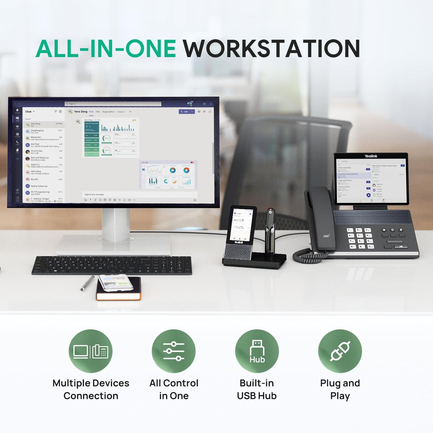 Yealink WH67 Wireless DECT Headset Upgrade,Teams Certified,Compatible with Desk Phone, PC, Mobile Phone, Office Single Ear (Mono) Bluetooth Headset, Noise Cancelling Mic,394ft Range,8H Talk Time