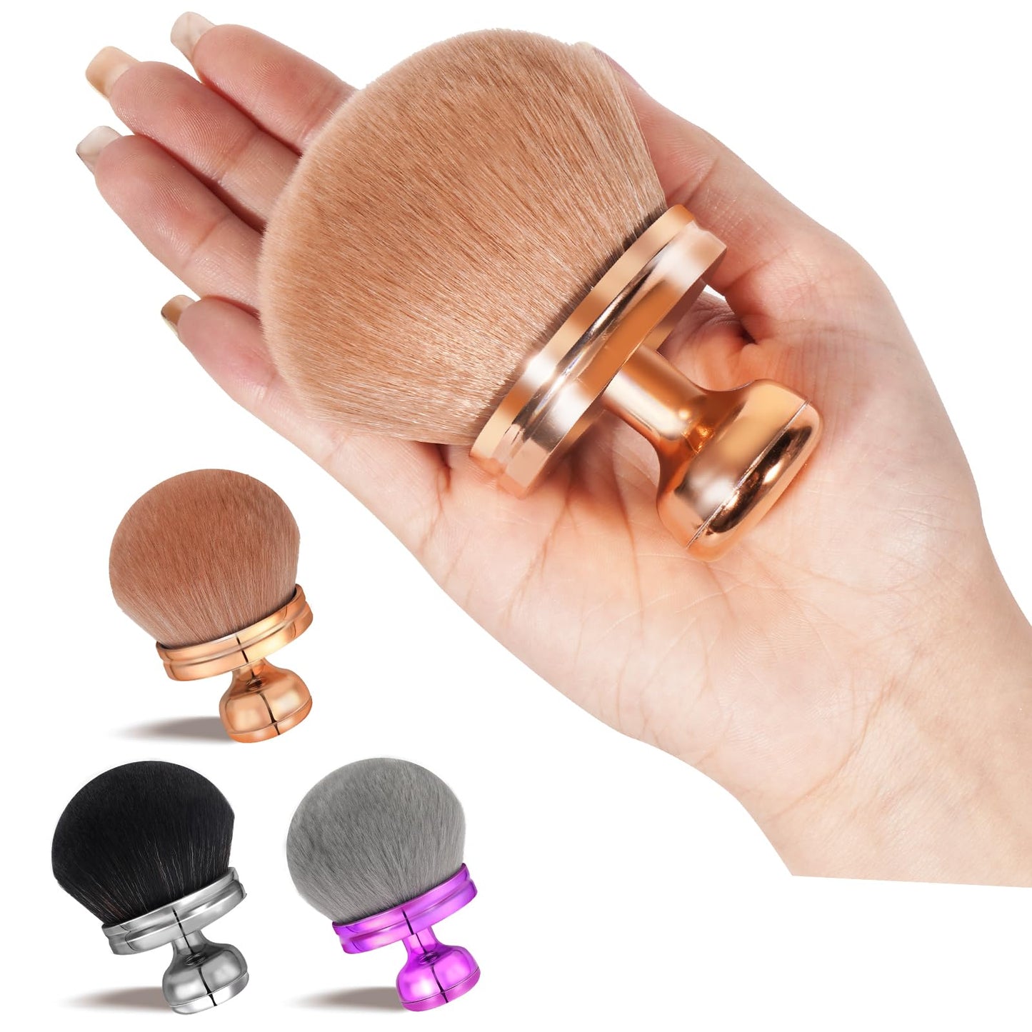 Extra Large Tanning Brush Self Tanner Brush 3.2inch Kabuki Tanning for Self Tan Back Applicator Wide-headed Blend Blur Body Makeup Kabuki Foundation Body Tanner With Drawstring Bag (Rose gold)