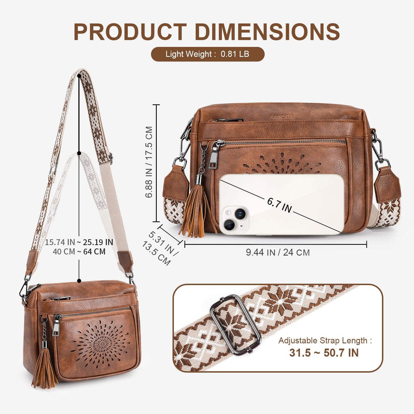 APHISON Crossbody Purse for Women，Small Crossbody Bags Trendy Vegan Leather Shoulder Handbags with Adjustable Strap and Tassel