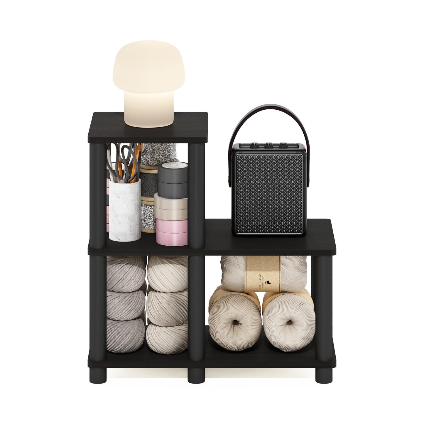 Furinno Turn-N-Tube Accent Decorative Shelf, Espresso/Black