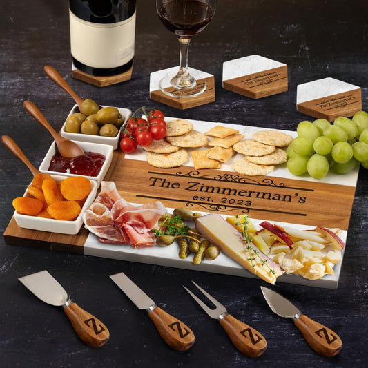 Personalized Charcuterie Board, Marble Cheese Boards for Bridal Shower Gifts, Perfect Housewarming Gifts for Couples, Custom Wedding Gifts, New Home Gift Best for Women
