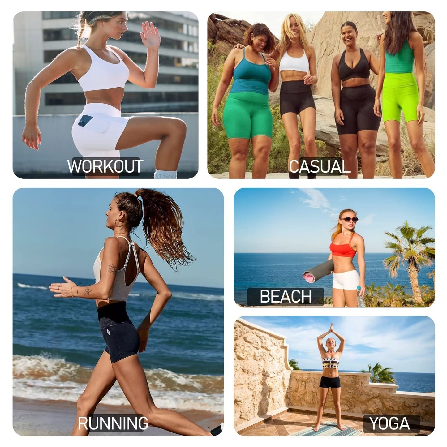 Noblarm 3 Pack Biker Shorts with Pockets Women,5” Soft High Waist Tummy Control Yoga Workout Athletic Running