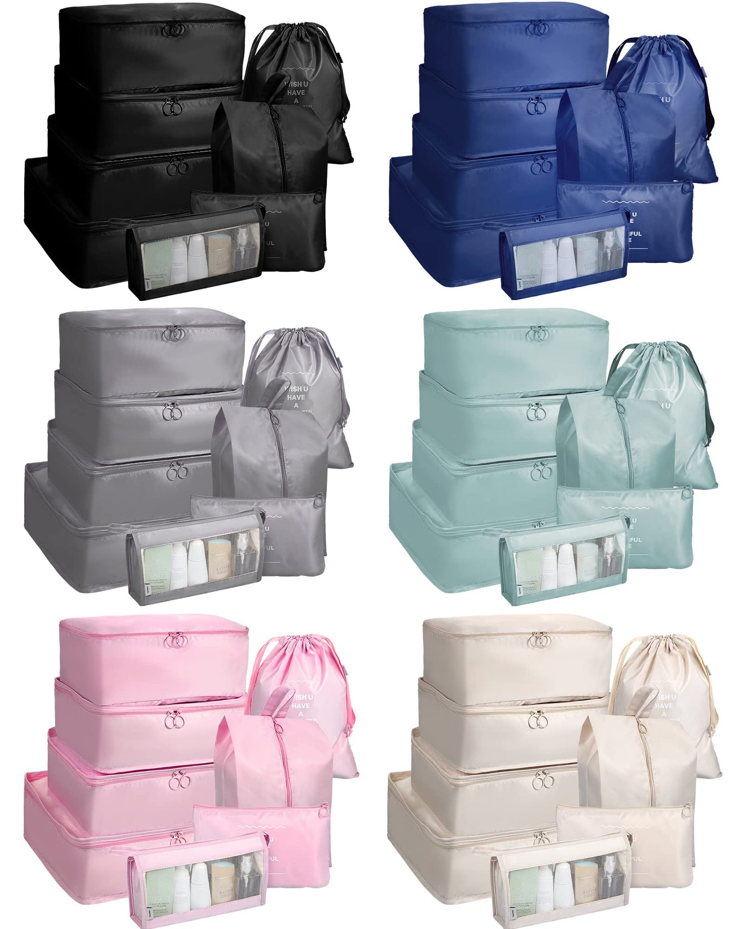 48 Set Packing Cubes Travel Luggage Organizers Set with Storage Shoe Bag, Clothing Bag for Women Men Essentials