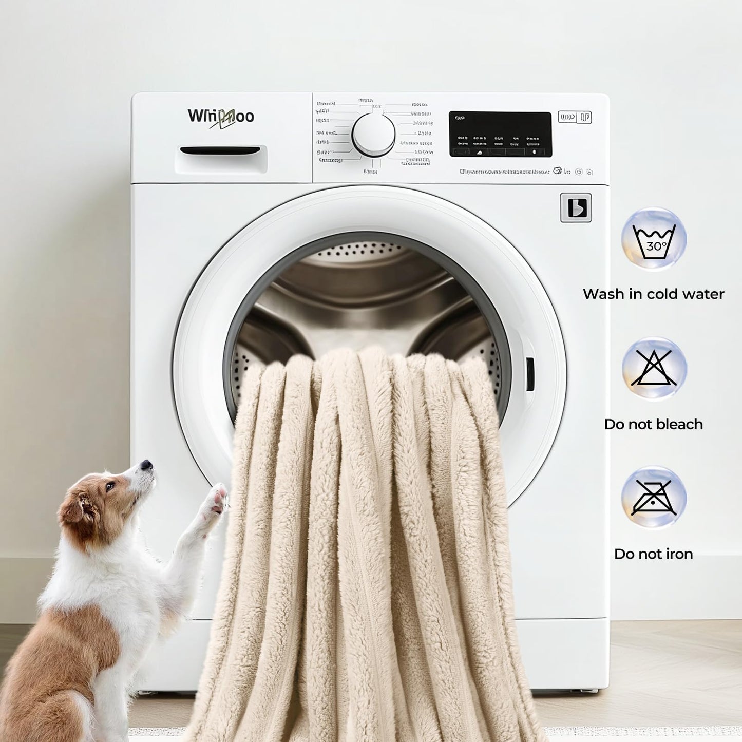 LINENLUX 1 Pack 3 Soft Fleece Dog Blanket for Pet Washable Warm Cat Puppy Fluffy Calming Flannel Beige/Pink/Grey Small