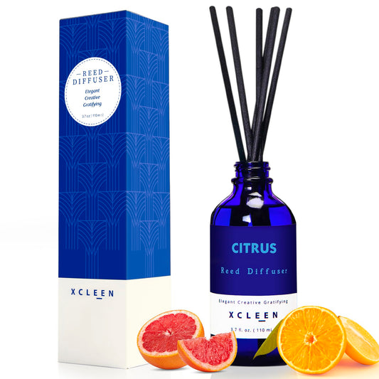Xcleen Citrus Scented Reed Diffuser, Orange, Lime & Lemon Oil Reed Diffuser, Real Citrus! Holiday Home Fragrance for Bathroom Office Decor
