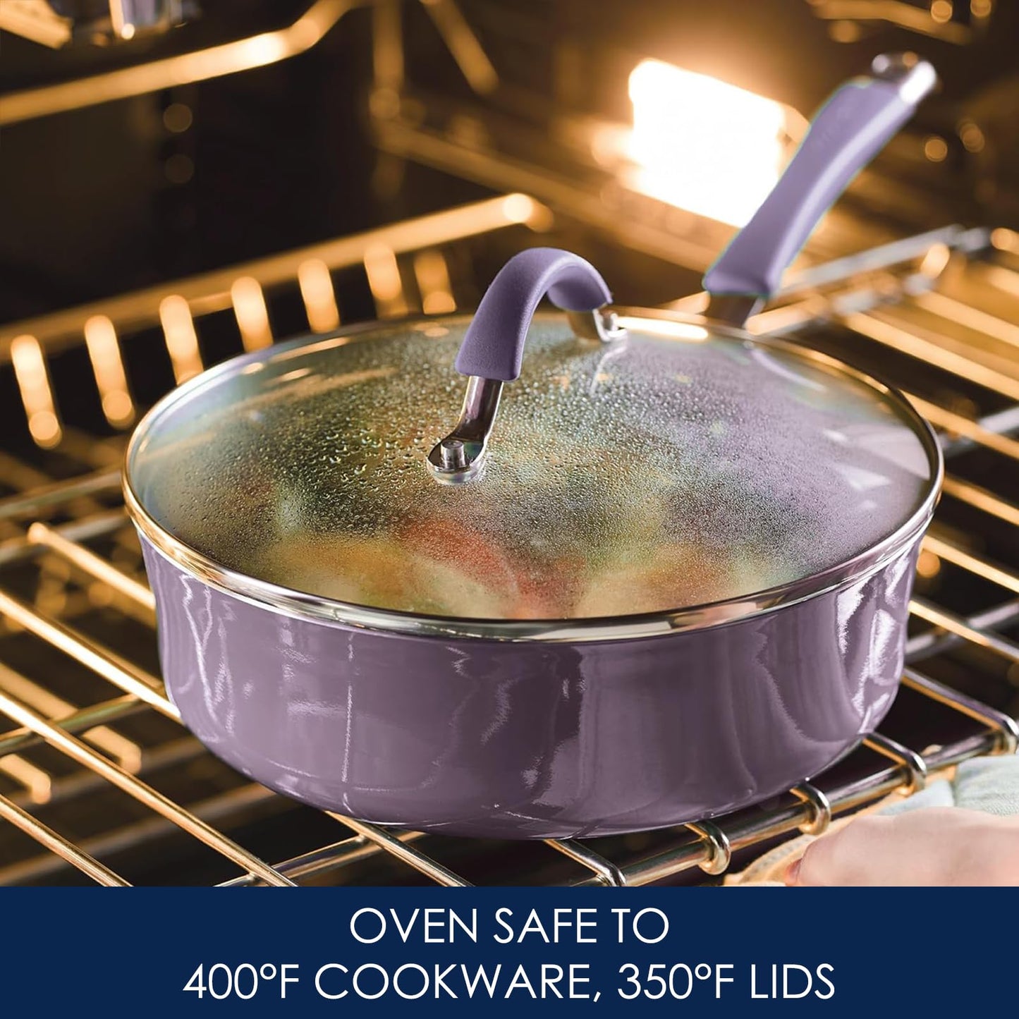 Rachael Ray Cucina Nonstick Cookware Pots and Pans Set, 12 Piece, Lavender Purple