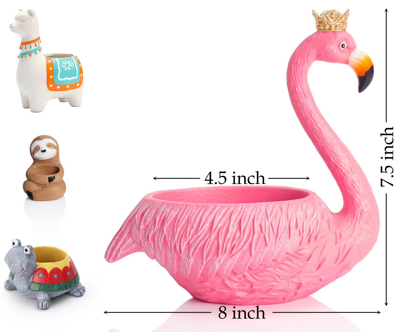 Artconal Pink Flamingo Bowl Decorative Planter Pot, Add Tropical Flair, Pink Flamingo Candy Bowl Christmas, 8 inch Cute Bird Planter for Indoor Plants with Drainage