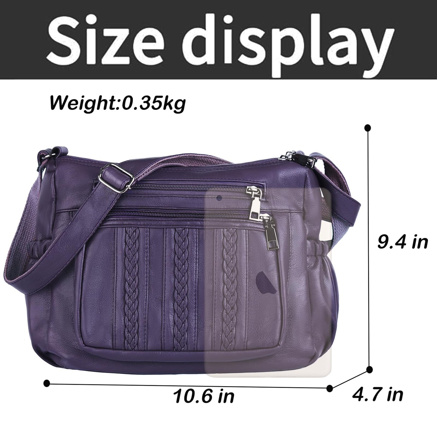 ELDA Purses for Women Pocketbooks Soft PU Leather Ladies Crossbody Purse Multi Pocket Shoulder Bag (Dark Purple)