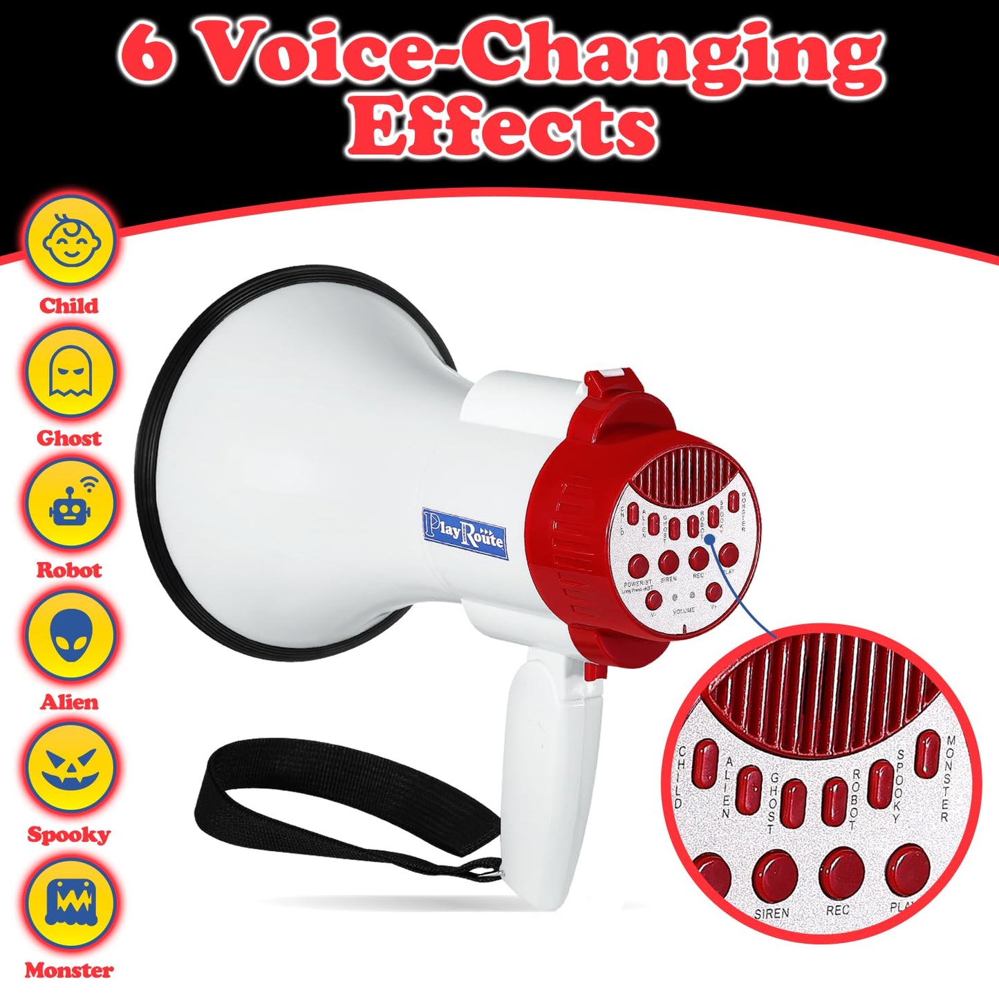 Megaphone Bullhorn | 30-Watt Bull Horn Speaker with Record & Play | Plus Voice Changer for Adults with Siren & Whistle | Blow Horn Loud Speaker with Bluetooth Connection