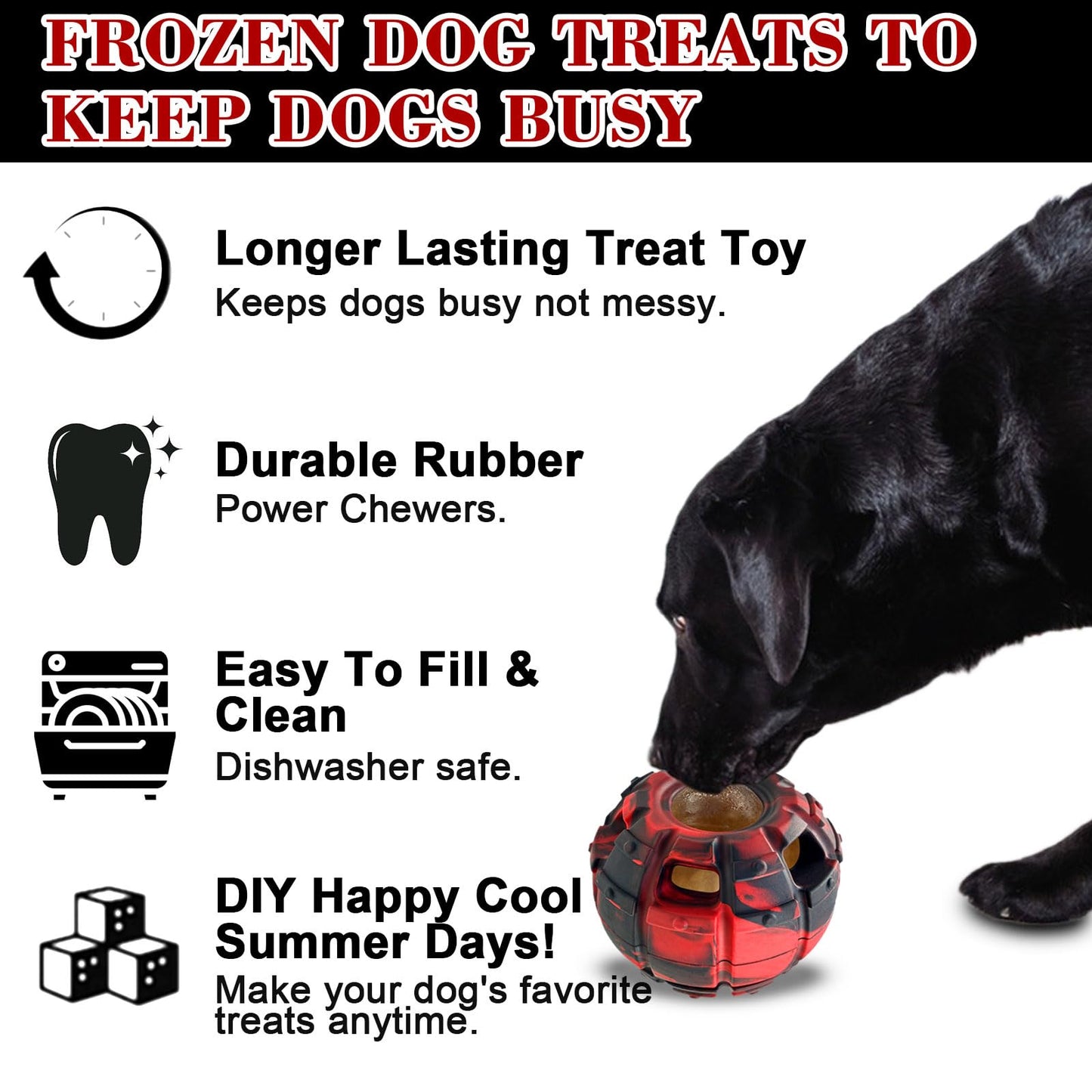Yipetor Dog Toy, Frozen Dog Treats to Keep Dogs Busy, Interactive Treat Dispensing Dog Toy Puzzle, Interactive Chew Toys for Large Dog, Power Chewer, Durable Rubber-Easy to Clean-Holds Kibble, Treats