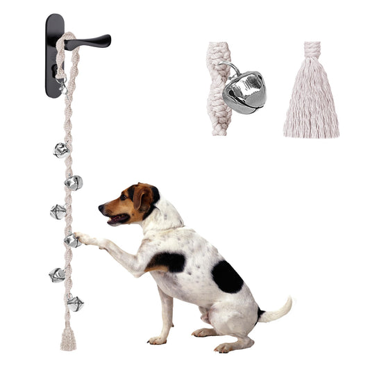 GINIDEAR Dog Bells to Go Outside & Puppy Potty Training, Adjustable Dog Door Bell Ring to Go Potty, Handmade with Premium Yarn. Twisted Style, Beige