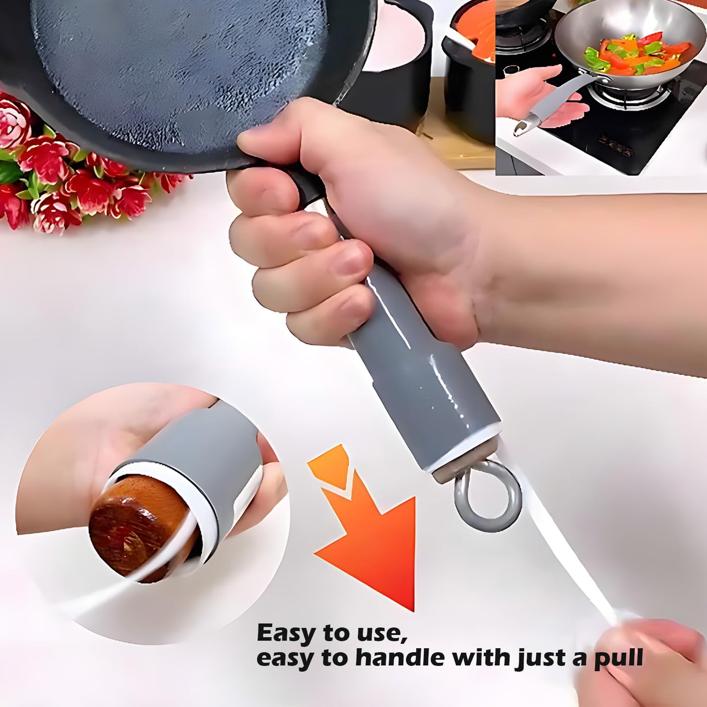 GoHere Silicone Pot Handle Cover Heat Resistant Fit Any Handles of Wok and Cookware Non-Slip Cast Iron Skillet Pan Handle Sleeve Suit for Pots and Pans Set (2, Large)