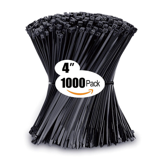 Zip Ties Assorted Sizes(4”+6”+8”+12”), 400 Pack, Black Cable Ties, UV Resistant Wire Ties by ANOSON