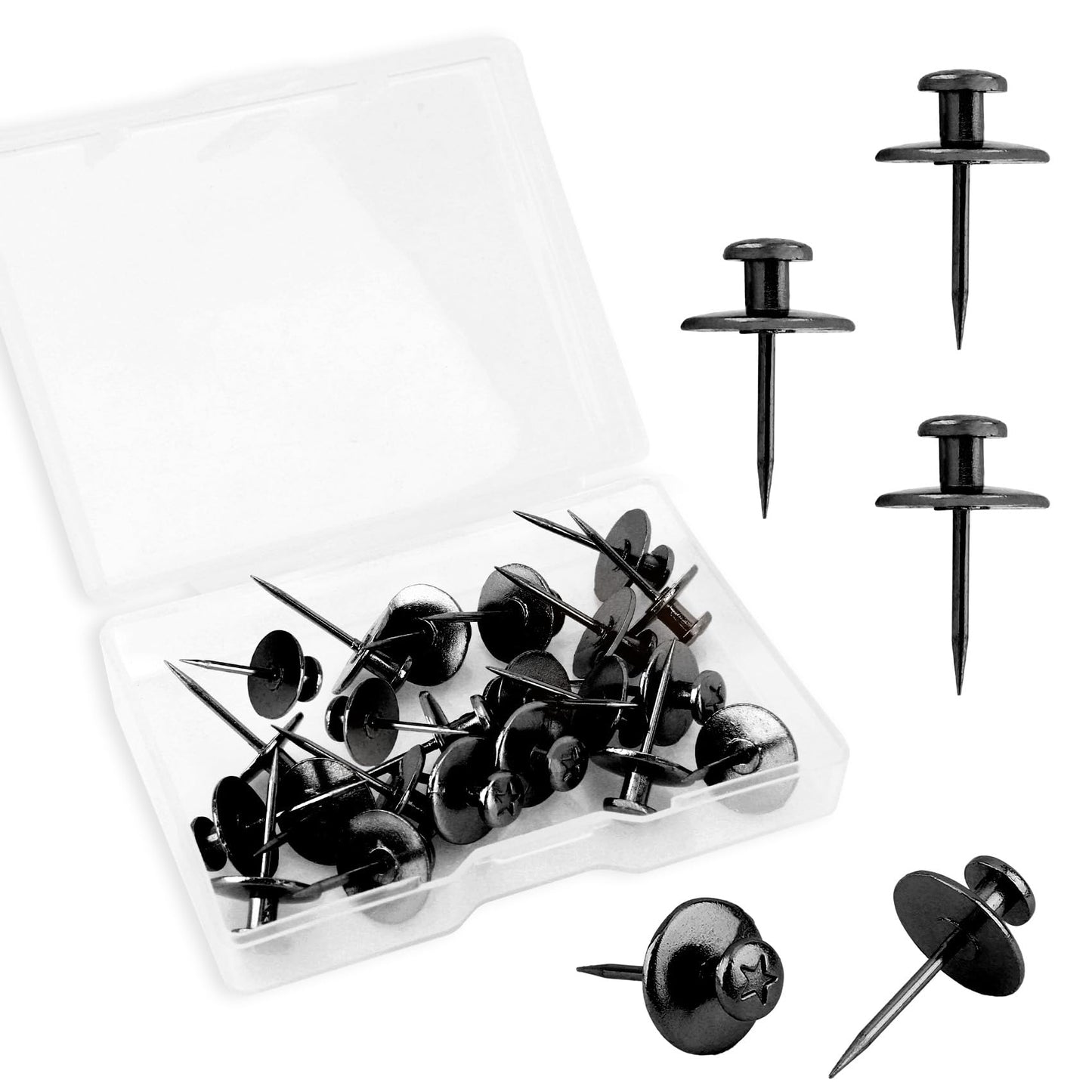 Picture Hanging Kit, Push Pins, Picture Hangers, Double Headed Thumb Tacks for Wall Hooks for Hanging, Nails for Hanging Pictures, Thumb Tacks for Tapestry Poster Drywall thumbtacks, 20 Pack, Black