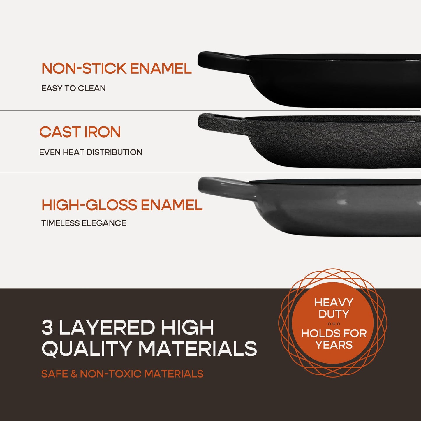 Krustic Enameled Cast Iron Dutch Oven for Sourdough Bread Baking | 6 Quart Pot with Lid | 10 Inch Ceramic Enamel Thick Coated Cookware Set with Non Stick Silicone Baking Mat for Cooking (Grey)