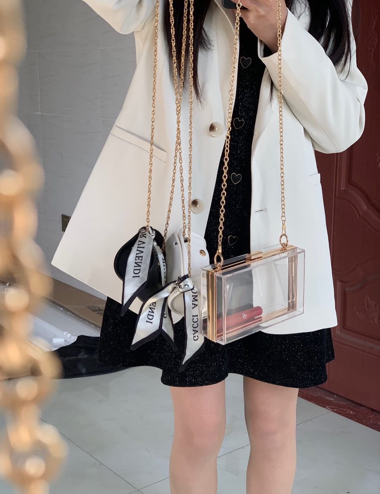 AWXZOM 2pack acrylic clutch purse, clear purse stadium approved, Crossbody Shoulder Evening Handbag, clear purse concert approved, clear box purse ita purse its bag