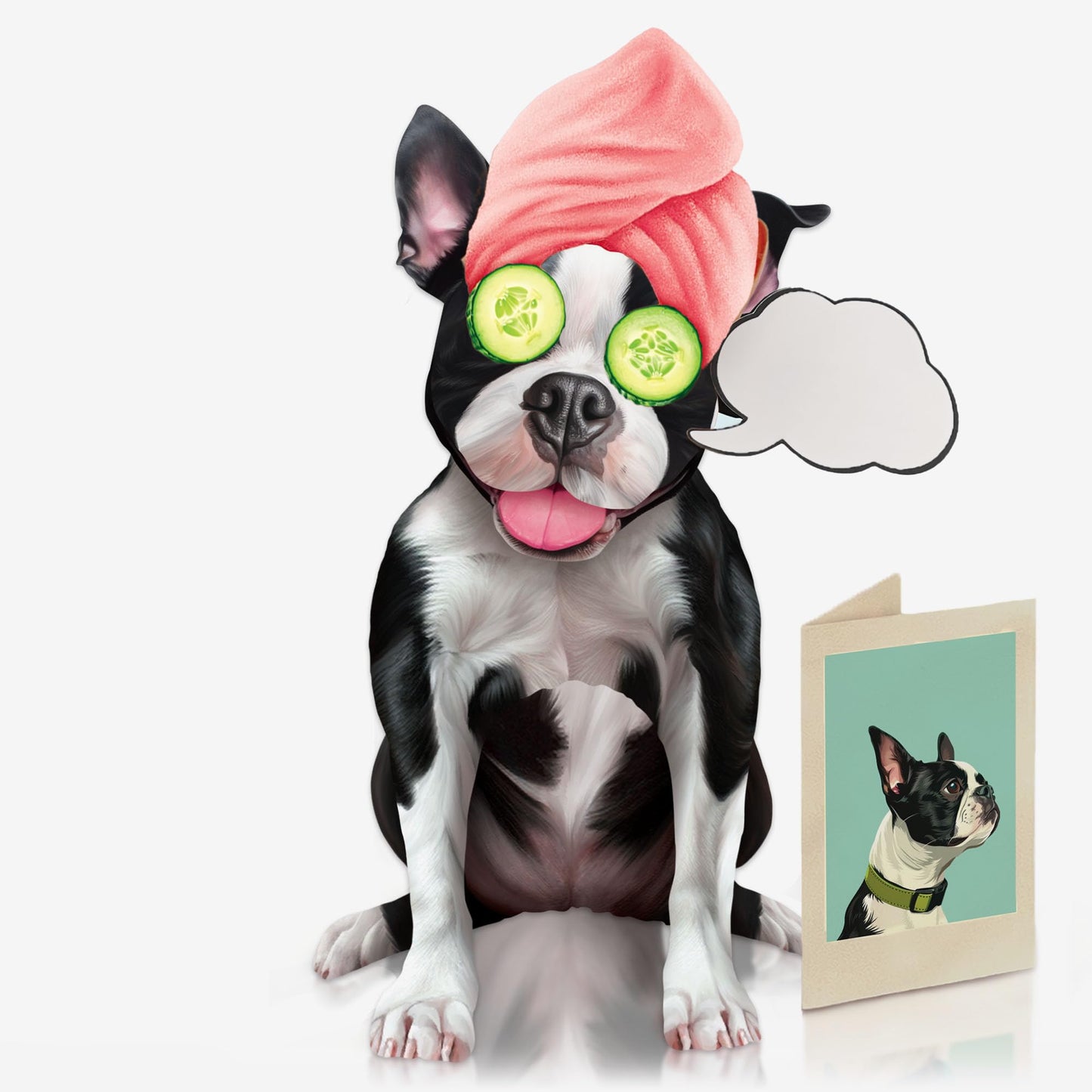 Freshcut Paper Pop Up Pet Cards, Gifts for Dog Lovers, Birthday Cards with Accessory Sheet, Note Card & Envelope, 3D Popup Greeting Card, Boston Terrier