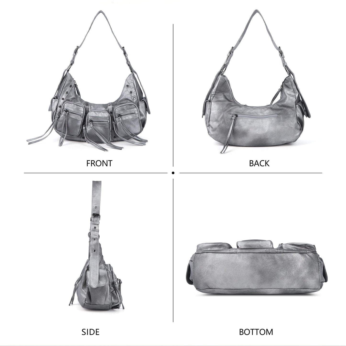 Angel Kiss Hobo Bags Purse for Women Y2K Shoulder Bag Multi Pockets Designer Satchel Studded Handbags with Strap