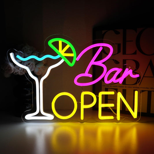 PMCVYH Bar Open Sign for Business, Neon Open Sign, USB Dimmable Cocktails Neon Lights for Beer Bar Coffee Cafe Home Pub Man Cave Stores Hotel Party Window Wall Decor Restaurant