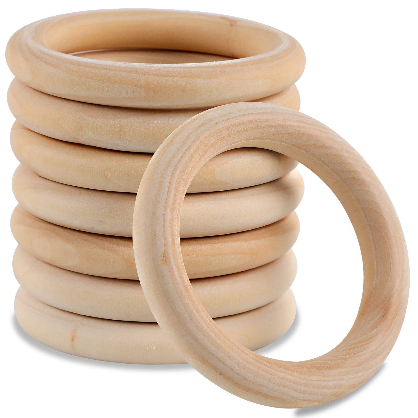 10 Pcs Macrame Wooden Rings 70 mm/2.7inch Unfinished Solid Large Wooden Rings for DIY Craft Pendant Connectors Jewelry Making