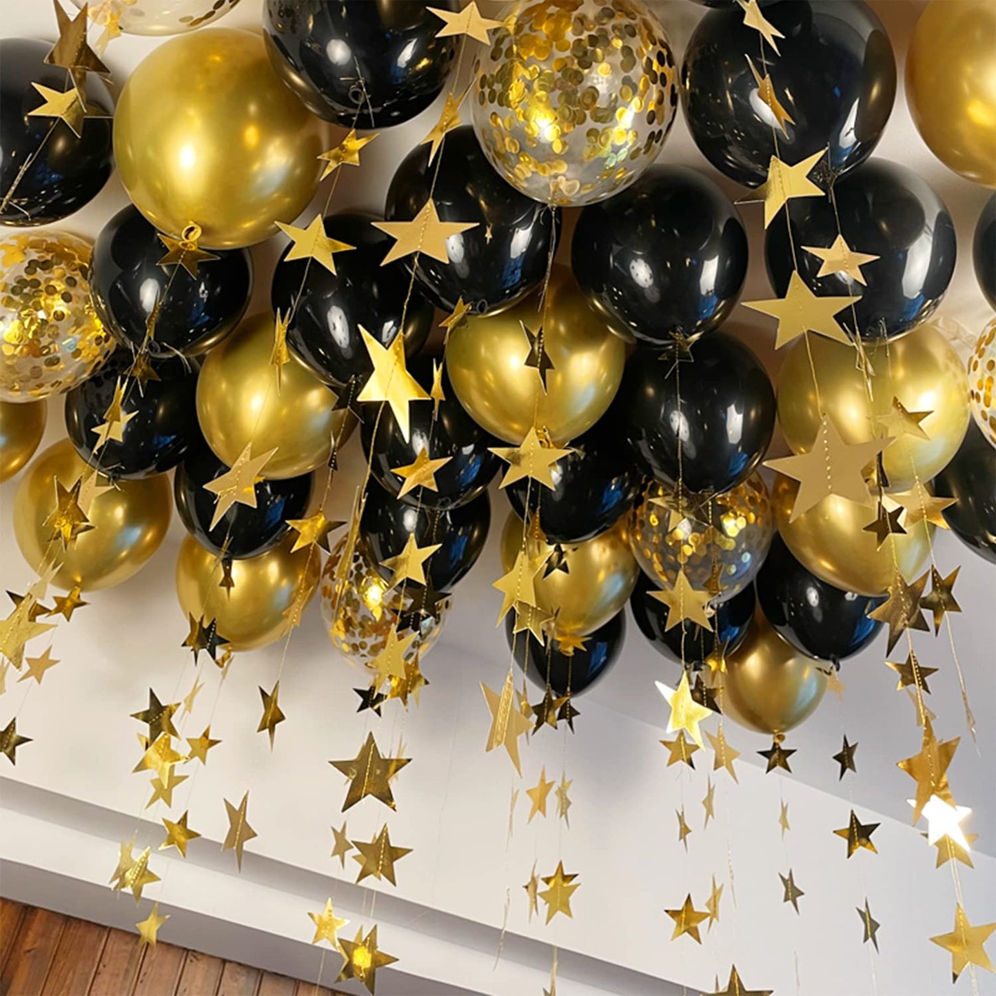 CANREVEL 120pcs Black and Gold Balloons Confetti Metallic Black Gold Latex Balloons Garland kit for Birthday Graduation Wedding Anniversaries Bachelorette Party Decorations