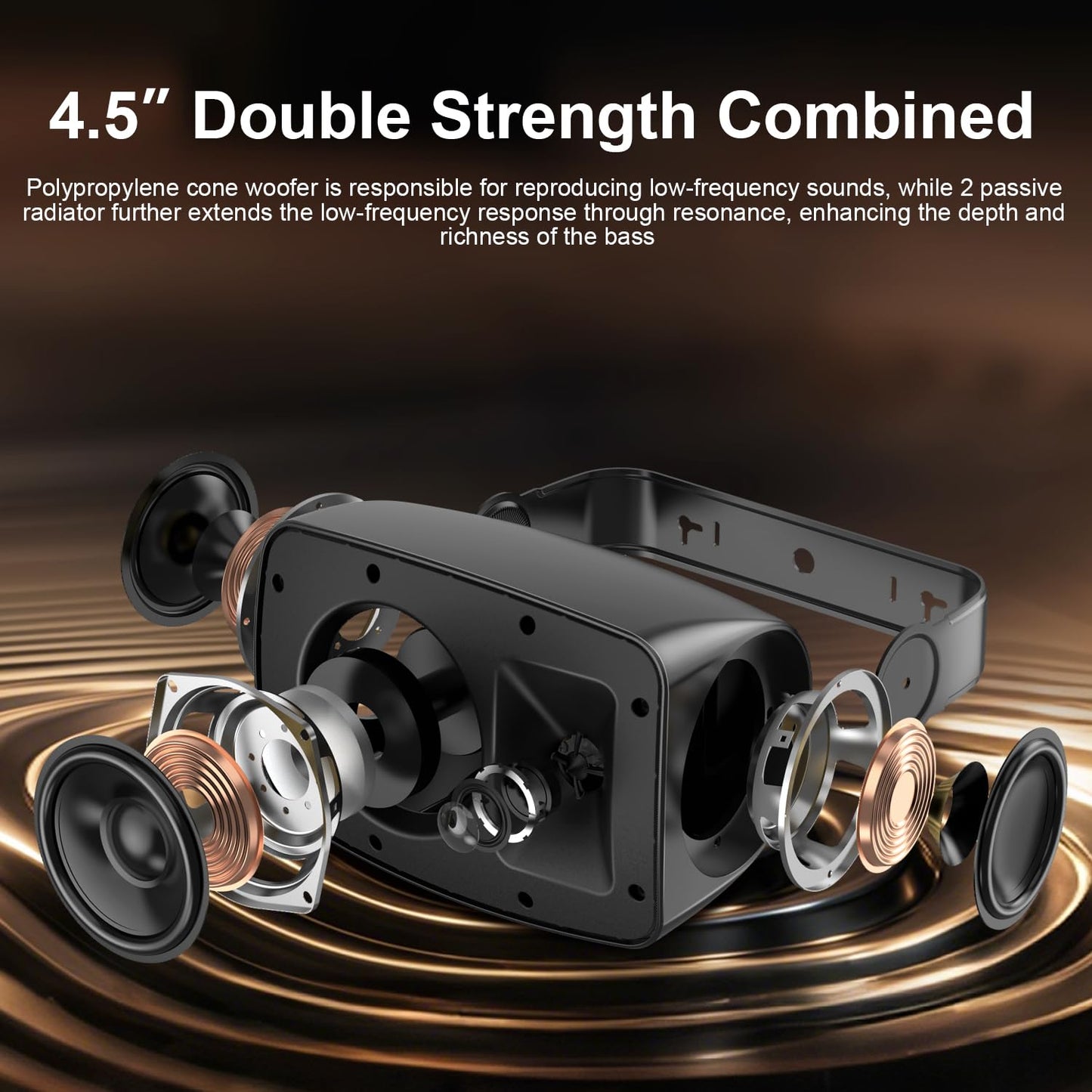 Hiwill Outdoor Speaker Waterproof – 4.5" Woofer with Dual Passive Radiators, Aluminum Dome Tweeter, All-Weather Durable Mountable Speakers for Patio, Poolside, Indoor-Outdoor Flexibility(Pair, Black)