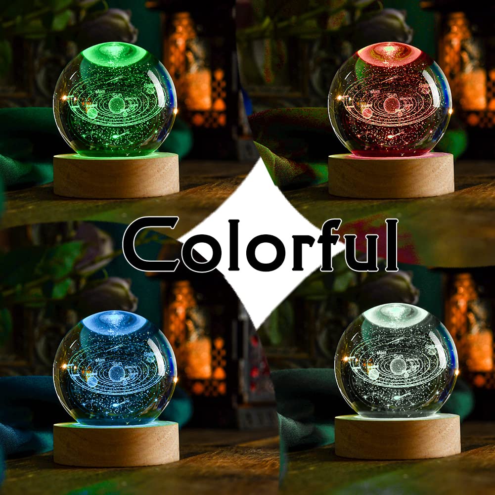 IFOLAINA 3D Solar System Crystal Ball 60mm Universe Gifts with Laser Engraved Model Astronomy Decor and Gift for Kids, Physics Enthusiasts, and Space Model Collectors