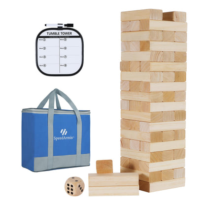 Mini Tumble Tower, 54PCS Wooden Stacking Game for Teens - Pine Stack Timber Board Games with 4 Dice Set - Classic ‌Xmas Gifts for Kids