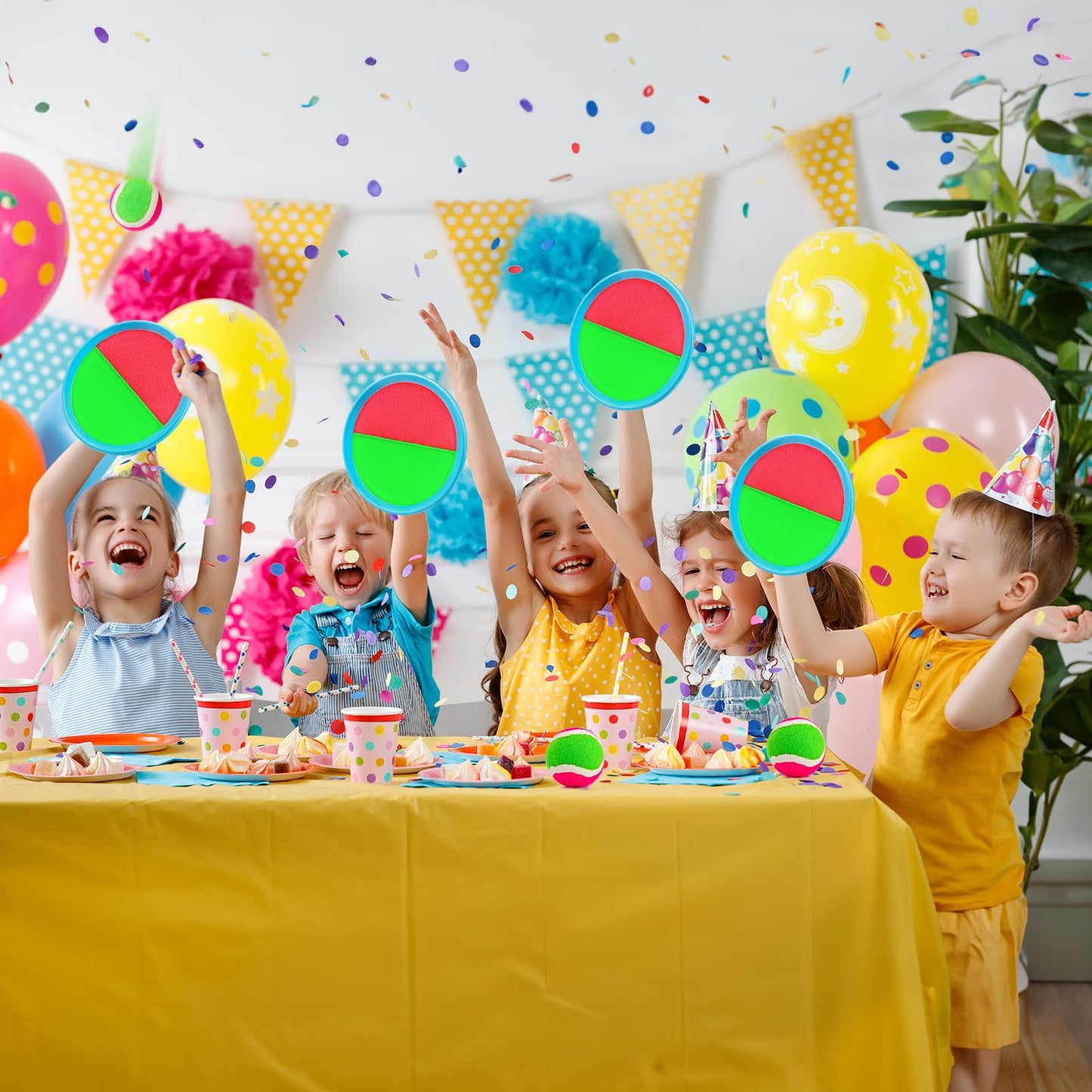 Ayeboovi Toss and Catch Ball Set with 8 Paddles 4 Balls Outdoor Beach Pool Toys for 3 4 5 6 7 8 Year Old Boys Girls Birthday Gift Outside Camping Lawn Yard Games for Kids and Family