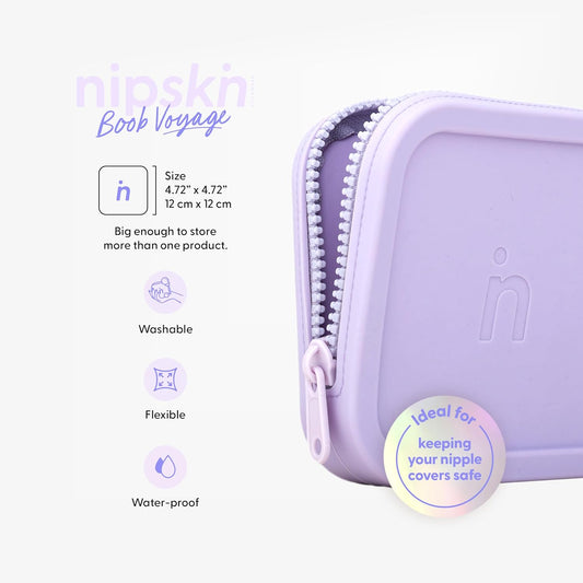 Boob Voyage Travel Case - Elegant & Functional Nipple Cover Travel Case - Waterproof, Washable, Flexible Purple