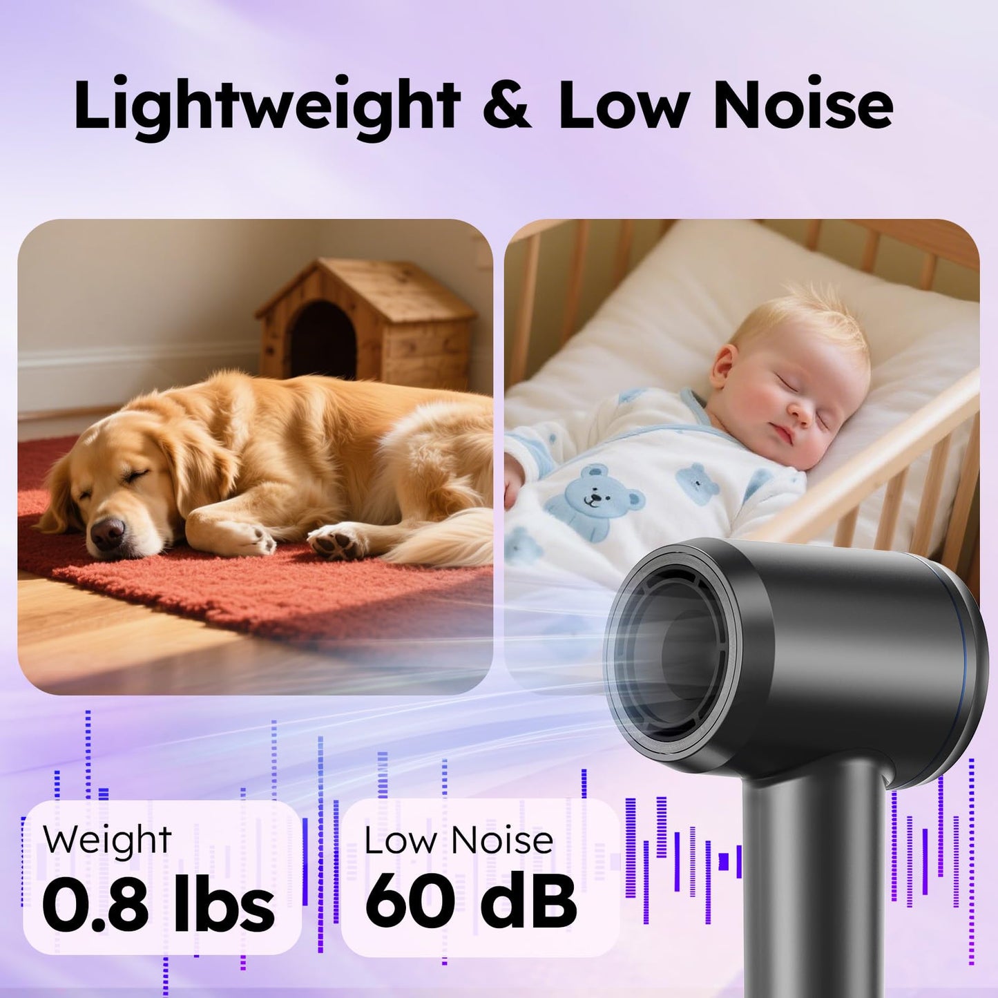 Hair Dryer, Professional Ionic Hair Dryer for Fast Drying, Low Noise and Quiet, Lightweight, 600 Mmillion Negative lonic High-Speed Hair Blow Dryer Without Hair Damage for Women, Men, Travel, Salon