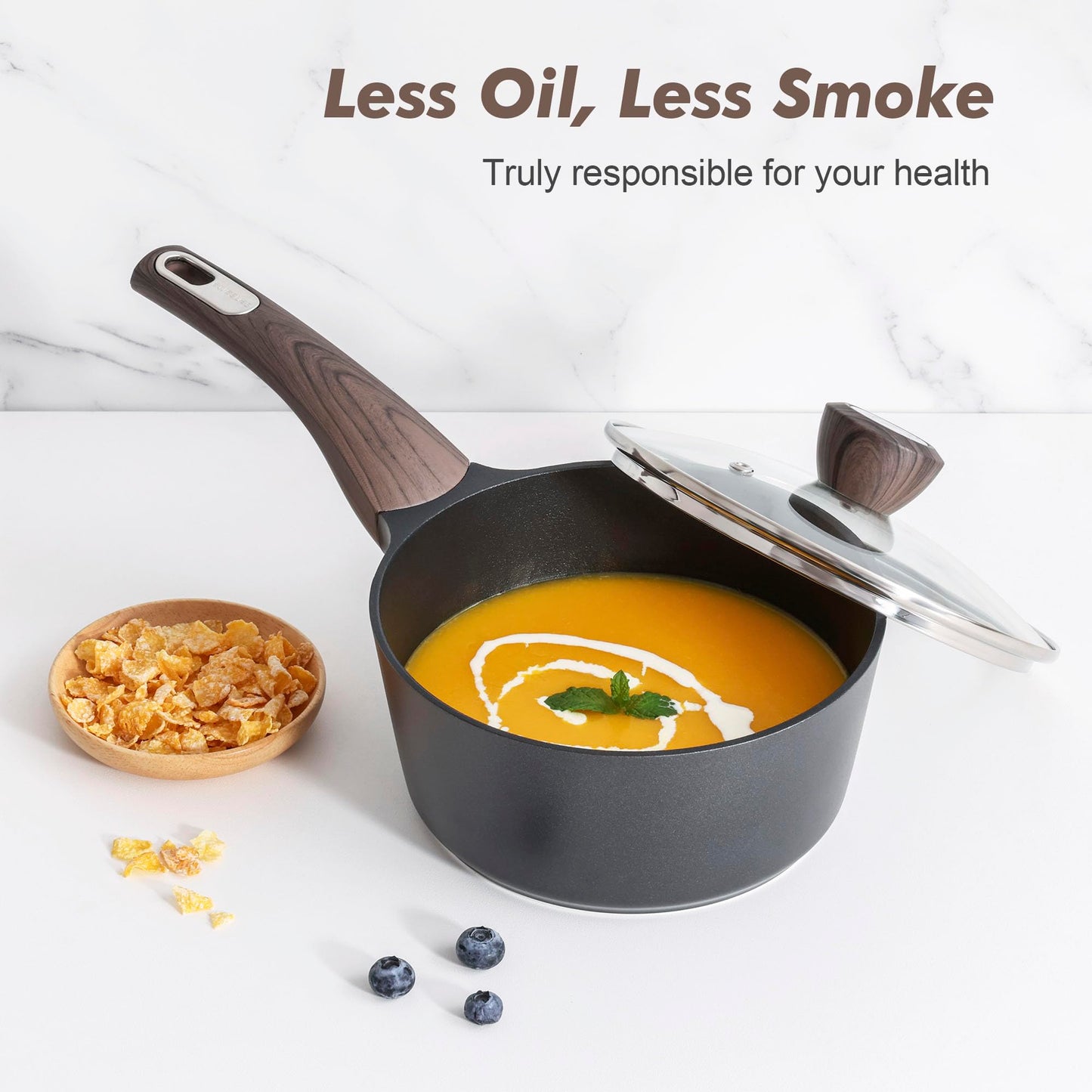 SENSARTE Pots and Pans Set Nonstick, 20 Pcs Induction Cookware Sets, Non-toxic Healthy Non Stick Kitchen Cooking Set with Stay-Cool Handles, PFOA PFOS Free, Black