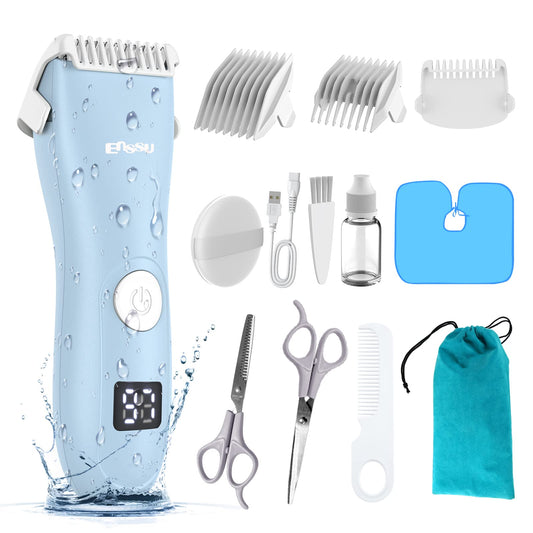 Baby Hair Clippers, Professional Quiet Hair Trimmer for Kids and Toddler, Waterproof & Rechargeable Cordless Hair Cutting Machine for Children, with LCD Display