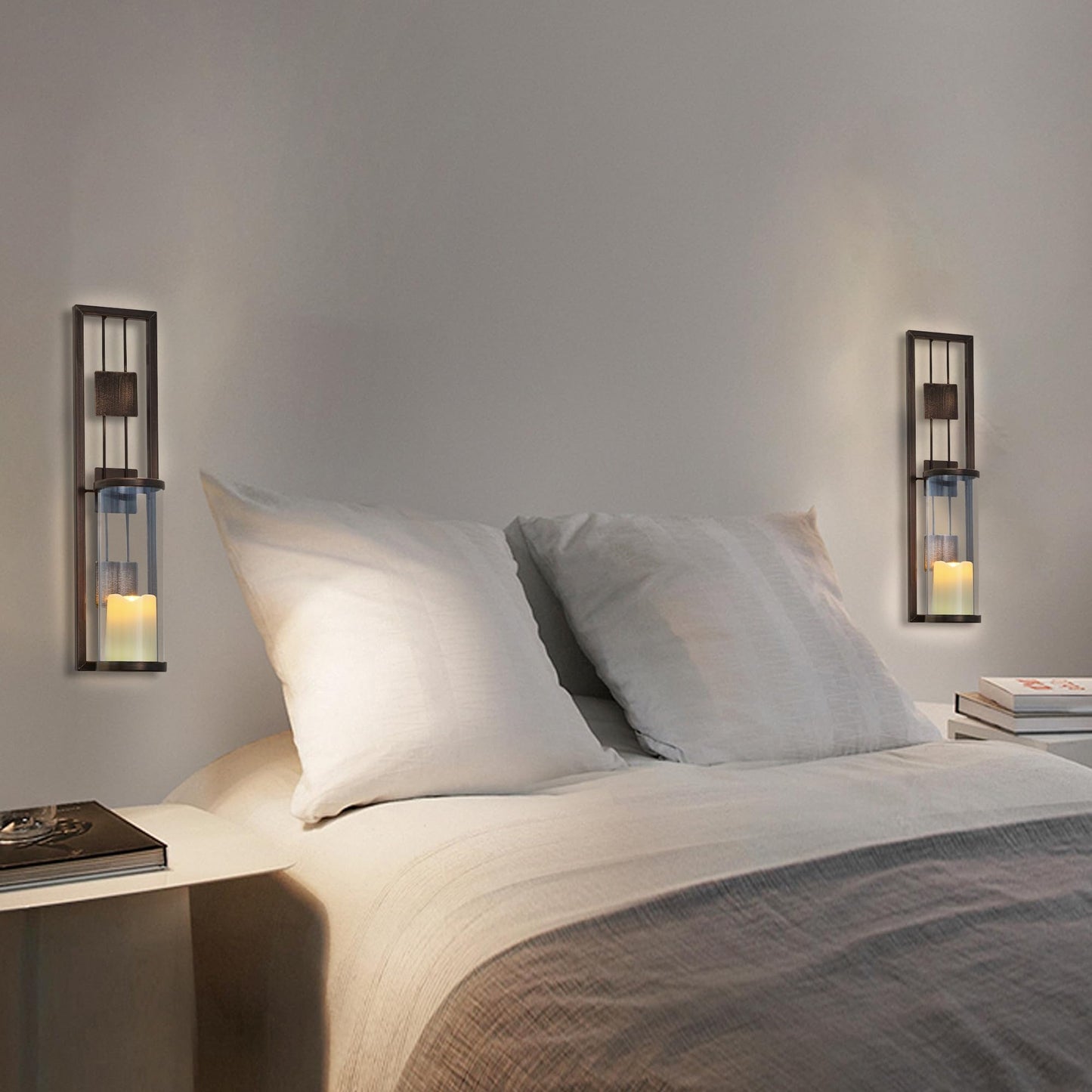 Shelving Solution Wall Sconce Candle Holder Metal Wall Decorations for Living Room, Bathroom, Dining Room, Set of 2