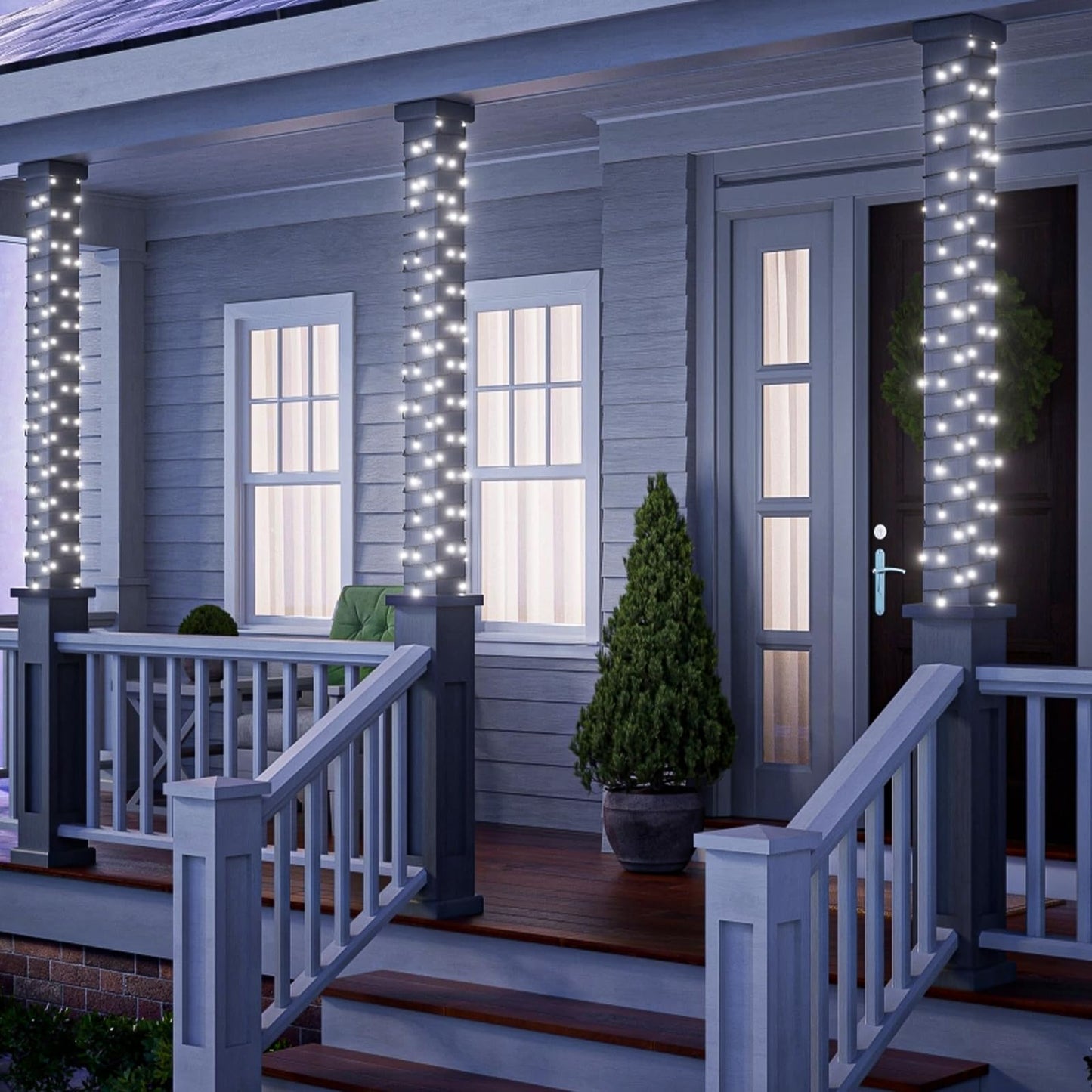 Christmas Lights Outdoor, 100FT 300 LED Christmas String Lights with 8 Modes Waterproof, Plug in Connectable Twinkle Light Green Wire for Tree Yard Wedding Holiday Decorations, White