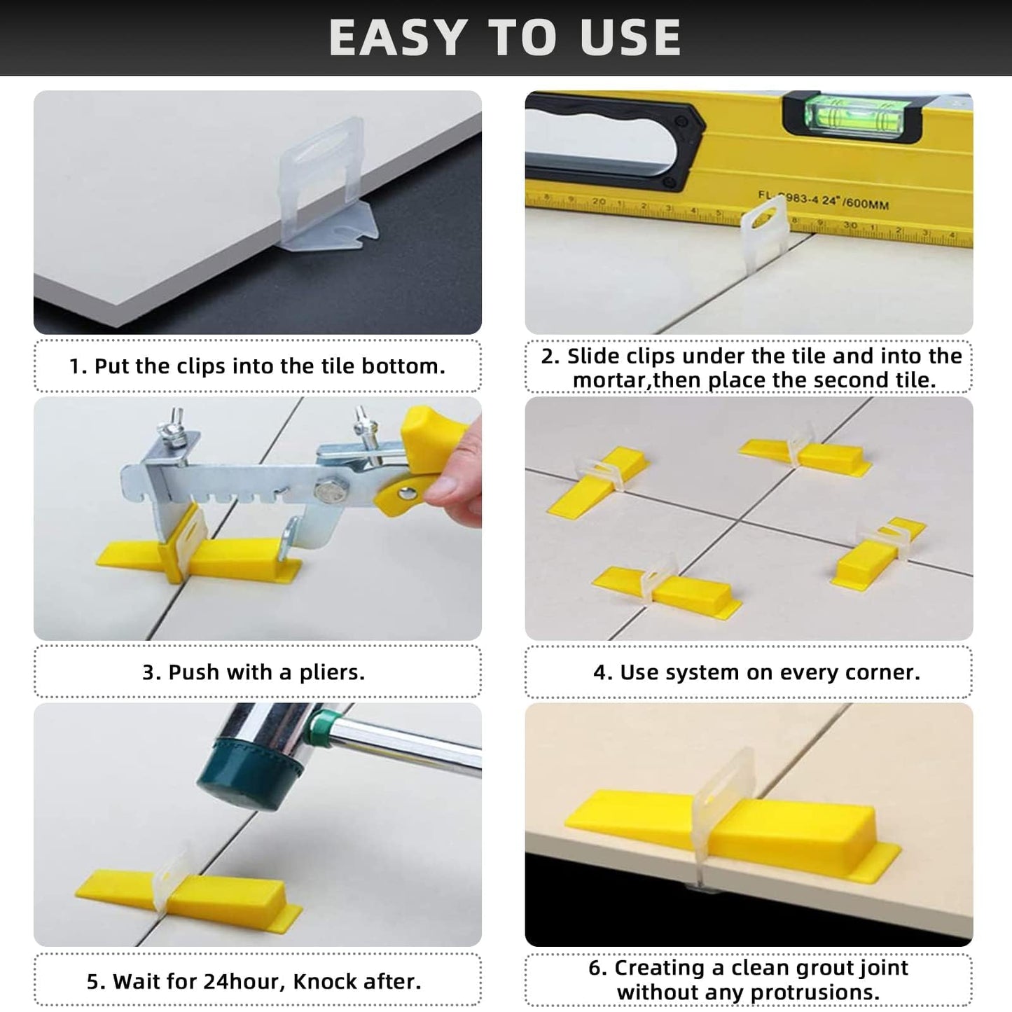 1/8" Tile Leveling System Spacers 2000 PCS Tile Leveling Clips Kit Prevent Tile lippage Leveler Spacers for DIY Professional Ceramic Tile and Stone Installation (1/8 IN, 2000)