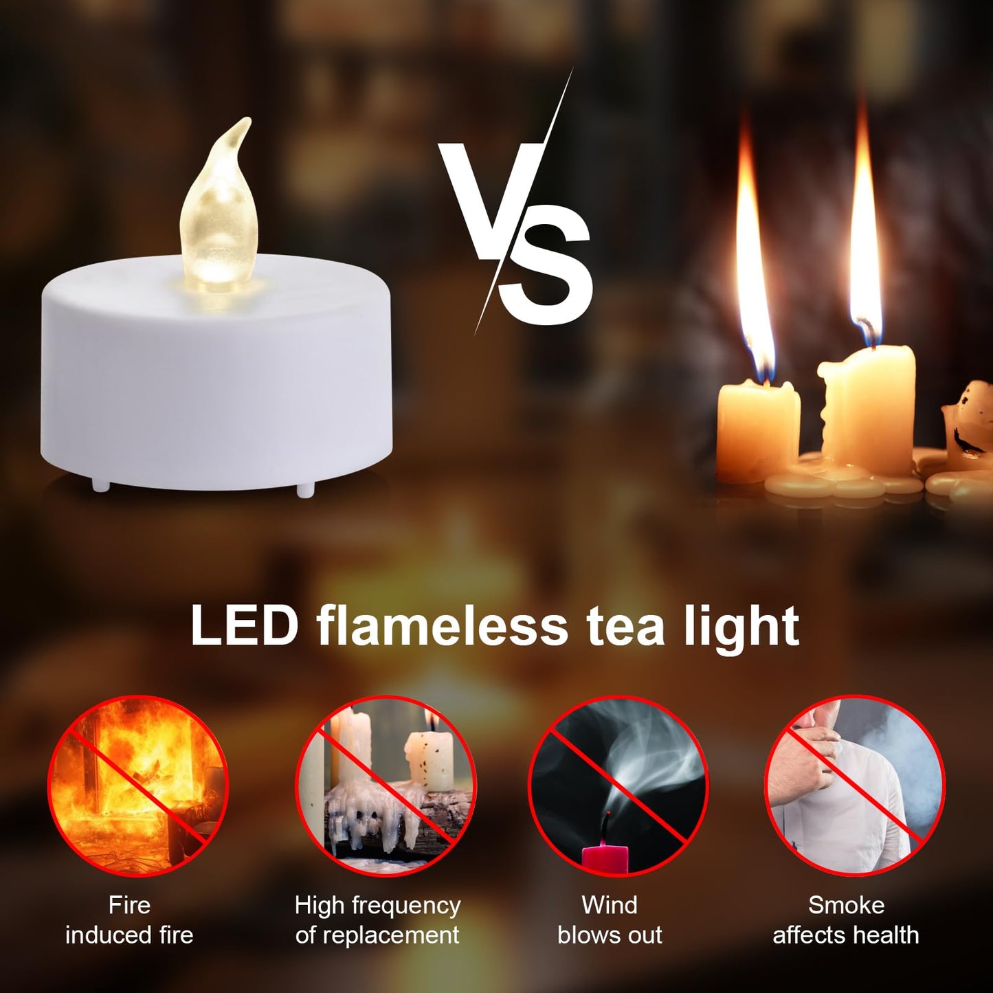 xiangpeng Tea Light Candles with Remote Control,50pack Flickering Flameless LED Candle,Long Lasting 400+Hours,Battery Operated with Timer for Home Decoration Seasonal &Festival Celebration WarmWhite
