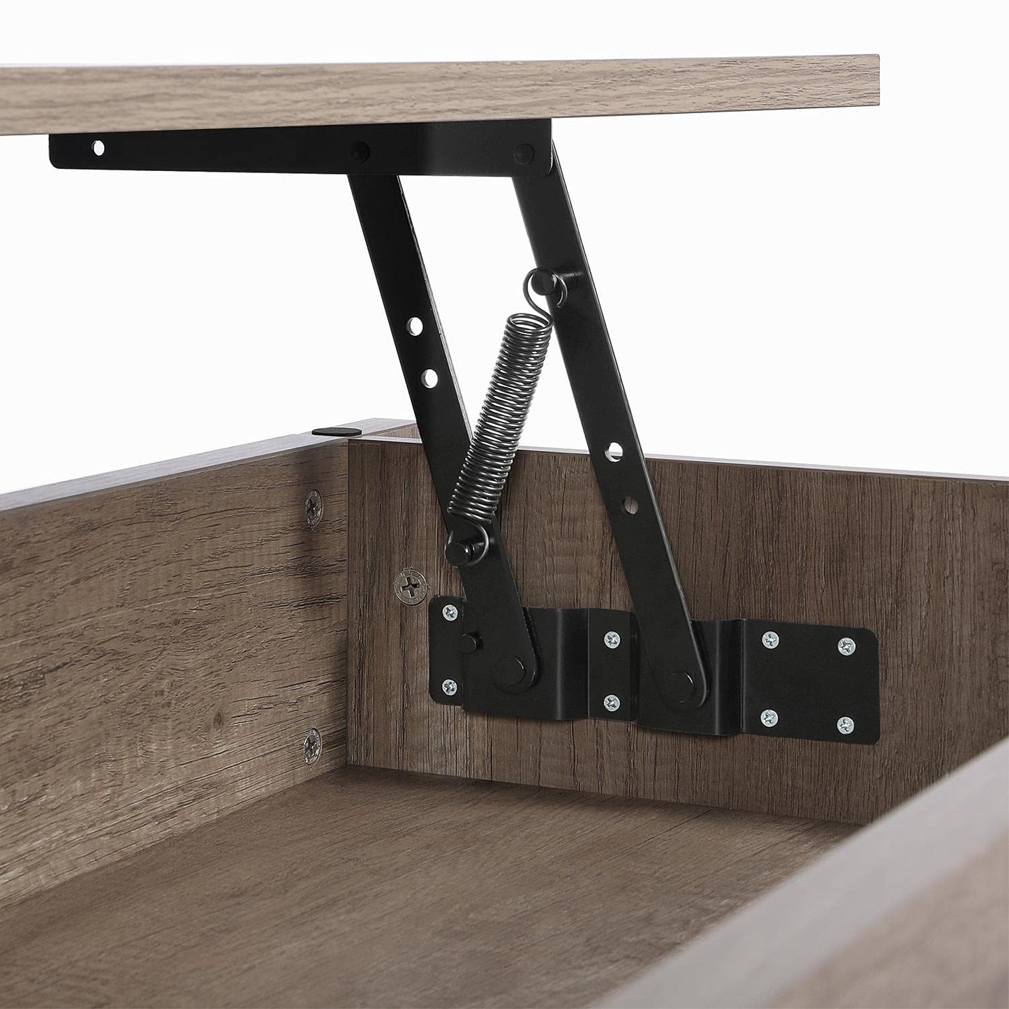 Yaheetech Modern Lift Top Coffee Table with Hidden Storage Compartment & 2 Open Shelf, Rising Center Accent Table Farmhouse Table for Living Room Office, 24.2in H, Gray