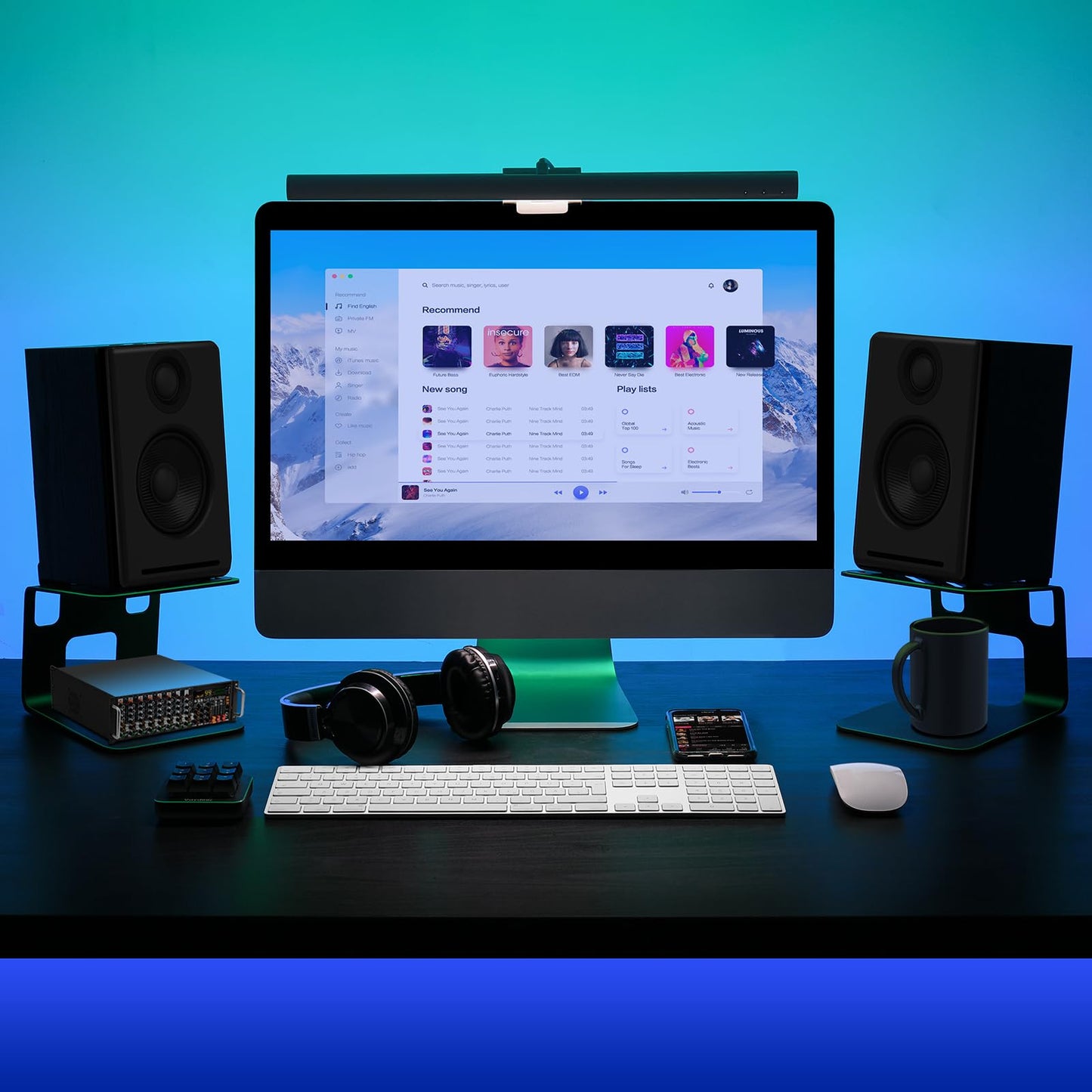 VAYDEER Desktop Speaker Stands with Vibration Absorption Pads, Metal Speaker Stands Pair Support Up to 40lbs,Bookshelf Speaker Stands for Better Audio Experience (7.09 x 5.51 x 5.12 inch)