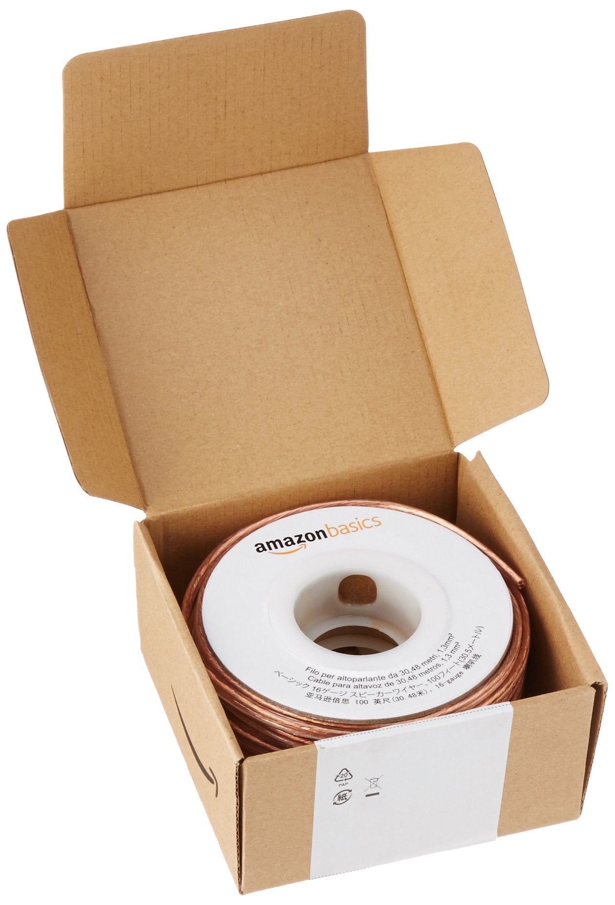 Amazon Basics Speaker Cable, Easy Assembly, 16-Gauge, Bronze, 100 ft