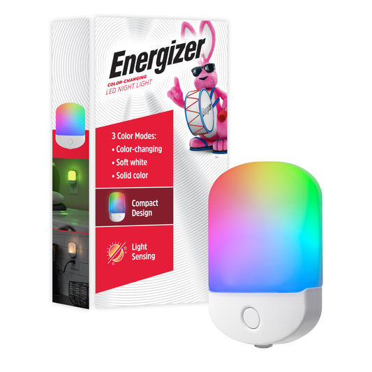 Energizer Night Light, Color Changing, Nightlight for Bedroom, Bathroom, Nursery, Hallway, Kitchen,White Base, 81567