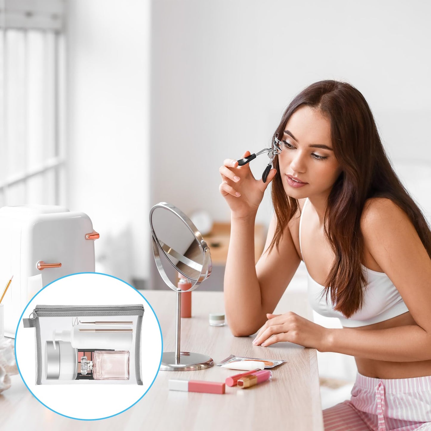 6 Pcs Mesh Cosmetic Bags with Zipper, Grey Mesh Zipper Pouch Bags, Purse Organizer Pouches, Small Mesh Zipper Pouch, Zipper Mesh Pouch Bags, Mesh Makeup Bag with Zipper, Small Mesh Bags with Zipper