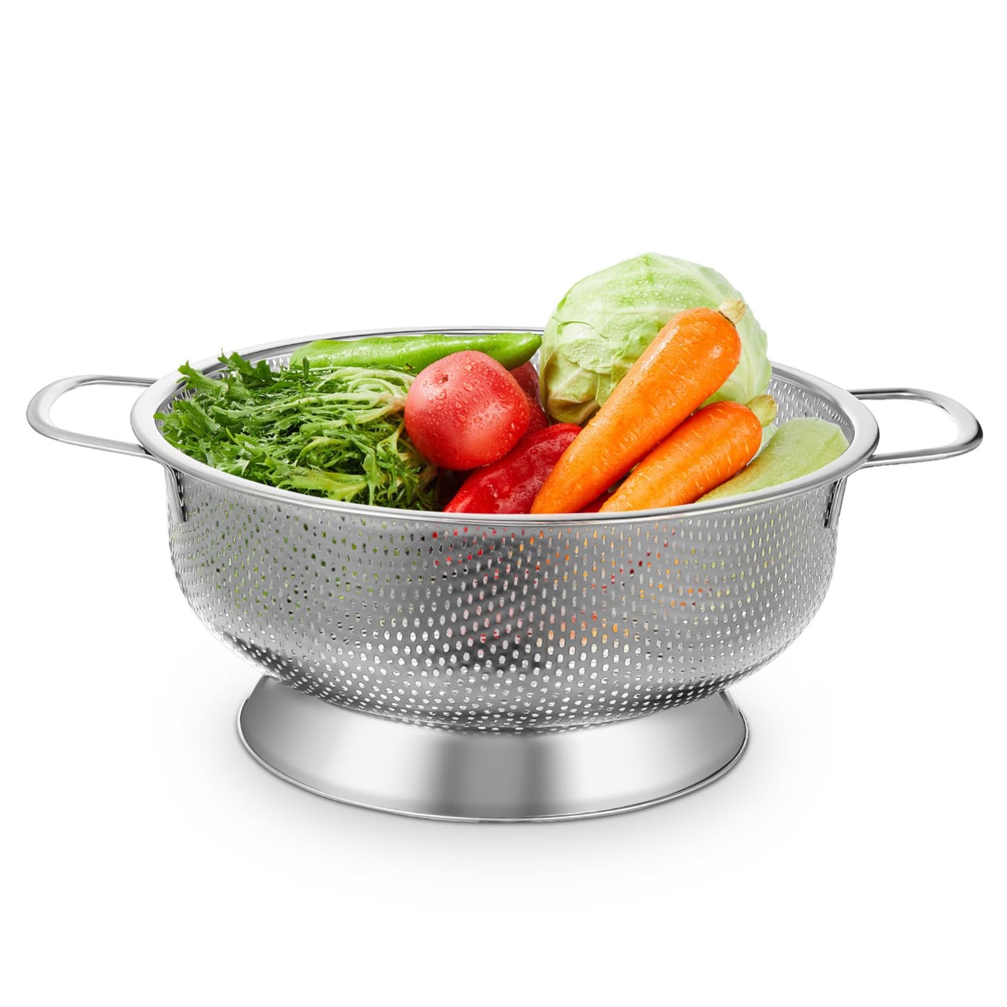 Stainless Steel Colander Strainer with Handles Capacity Mesh Design Multi-functional Drain Basket for Pasta Vegetables and Rice Kitchen